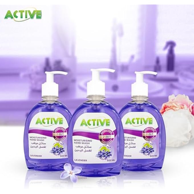 Active HAND WASH LIQUID SOAP PUMP | ANTIBACTERIAL & MOISTURISING | LAVENDER 500 ML (PACK OF 2) - Image 4